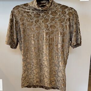 Vintage Frazier Lawrence Velvet Burnout Sheer Mock Neck Top M